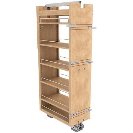 Rev-A-Shelf Wood Classics 11"W x 53"H Soft Close Adjustable 6 Shelf Pull Out Tall Cabinet Pantry Organizer Maple