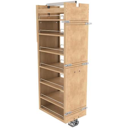 Rev-A-Shelf 448 Wood Classics 14"W x 58" Tall Pull Out Cabinet Pantry Organizer with Adjustable Shelves for 58 Inch High Cabinets Natural Wood