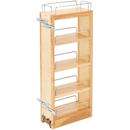 Rev-A-Shelf Wood Classics 5" Wall Cabinet Pull Out Organizer with Soft Close Slides For Upper Cabinets Maple