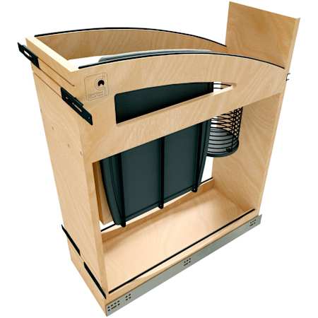 Rev-A-Shelf Craftsman 8-15/16" Pull Out Kitchen Cabinet Organizer with Integrated Knife Block and Soft-Close Slides Maple / Black