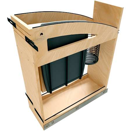 Rev-A-Shelf Craftsman 8-15/16" Wide Solid Maple Slide Out Pull Out Kitchen Cabinet Organizer with Soft Close and Integrated Knife Block Maple / Black