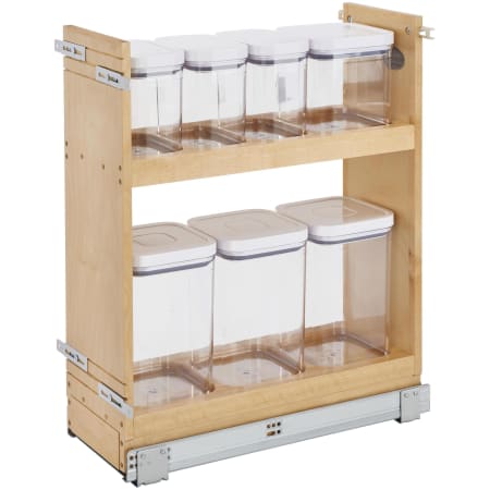 Rev-A-Shelf Wood Classics Soft Close 8-3/4"W Pull Out Base Cabinet OXO Food Storage Organizer with 7 Food Storage Bins Maple