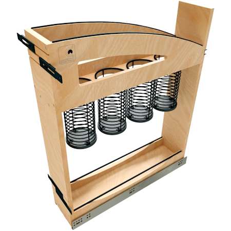 Rev-A-Shelf Craftsman 5-15/16" Pull Out Kitchen Cabinet Organizer with Removable Wire Utensil Bins and Soft-Close Slides Maple / Black