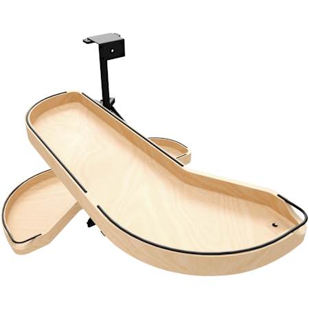 Rev-A-Shelf Craftsman 33-1/16" Wide Designer Left Blind Corner Girasolo Lazy Susan Cabinet Organizer with Soft Close Pull Out / Pivot and Adjustable Shelves for 12" Opening Maple / Black