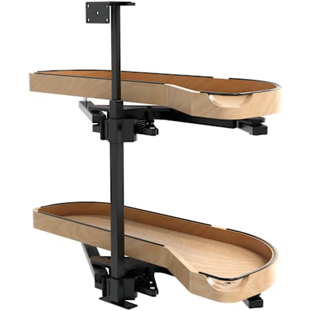 Rev-A-Shelf Girasolo 33-1/16" Right Blind Corner Two-Tier Pull Out Cabinet Organizer with Soft Close and Adjustable Shelves for 12" Opening from the Craftsman Collection Maple / Black