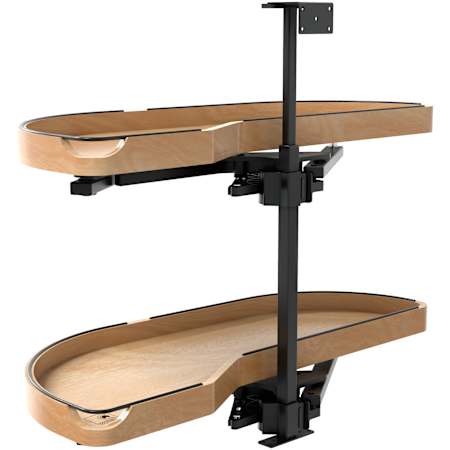 Rev-A-Shelf Girasolo 35-13/16" Left Blind Corner Two-Tier Pull Out Cabinet Organizer with Soft Close and Adjustable Shelves for 15" Opening from the Craftsman Collection Maple / Black