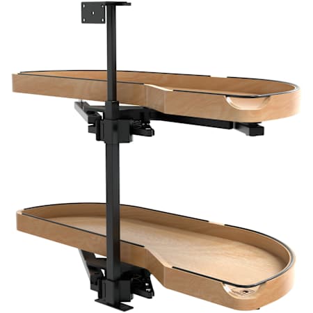 Rev-A-Shelf Girasolo 35-13/16" Right Blind Corner Two-Tier Pull Out Cabinet Organizer with Soft Close and Adjustable Shelves for 15" Opening from the Craftsman Collection Maple / Black