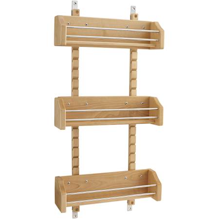Rev-A-Shelf Wood Classics 13-1/8"W Wall Cabinet Door Mount Adjustable 3 Tier Kitchen Spice Rack Organizer Maple