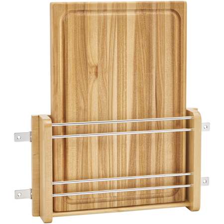 Rev-A-Shelf Wood Classics 13-1/2"W Cabinet Door Mount Cutting Board Organizer Tray Bin with Maple Cutting Board Maple