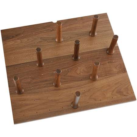 Rev-A-Shelf Wood Classics 24-1/4"W x 21-1/4"D Walnut Trim to Fit Drop In Drawer Peg Board Organizer Insert with (9) Wooden Pegs Walnut