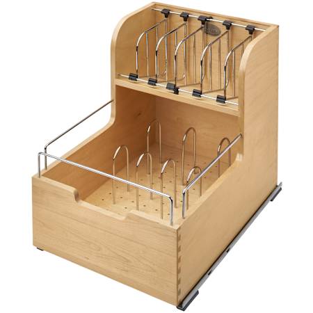 Rev-A-Shelf Wood Classics 14-1/2"W Base Cabinet Food Storage Tupperware Container Pull Out Organizer with Soft Close Maple