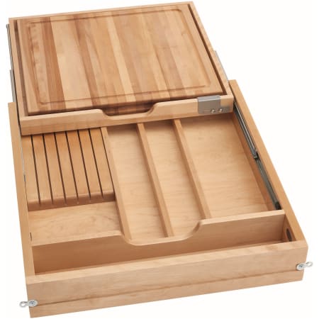 Rev-A-Shelf Wood Classics 21" Kitchen Two Tier Knife / Cutlery Organizer and Cutting Board Full Replacement Drawer System with Soft Close Maple