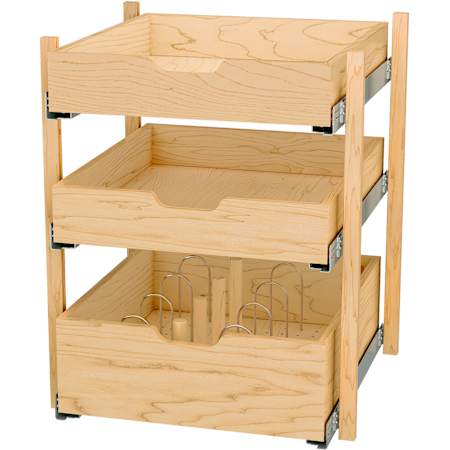 Rev-A-Shelf Wood Classics Pilaster Kit featuring Soft Close for 24" Full Height Base Clear Polyurethane Light Brown