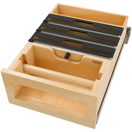 Rev-A-Shelf Wood Classics 15" Wide 5-Compartment Drop-In General Organizer with Paper Towel Holder Maple