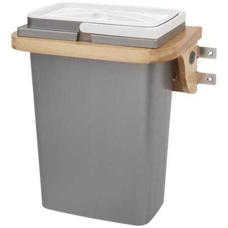 Rev-A-Shelf Wood Classics 10-3/8"W Door Mount 8 Qt Vanity Cabinet Trash Can Maple / Silver