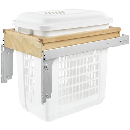 Rev-A-Shelf Wood 15"W Top Mounted Slide Out / Pull Out Cabinet Laundry Basket Clothes Hamper Drawer with Lid Maple
