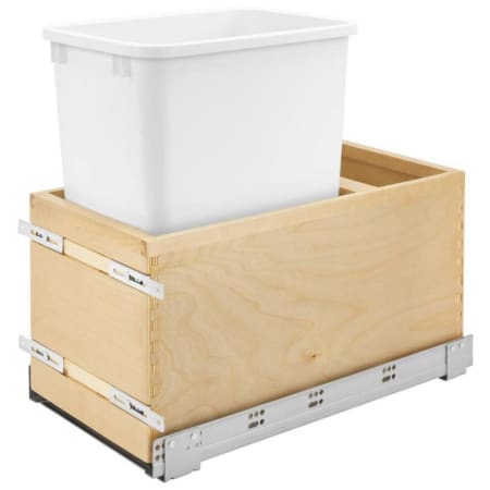 Rev-A-Shelf Value Line 21-1/2" Wood Bottom Mount 35 Quart / 9 Gallon Pull Out Single Trash Can System with Soft Close Slides and Rear Storage Cubby Maple