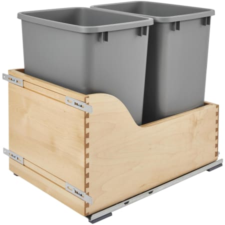 Rev-A-Shelf Wood Classics 15"W Pull Out Double 35 Qt / 8.75 Gallon Trash Can Drawer System with Soft Close for Inset Cabinet Door Maple / Metallic Silver