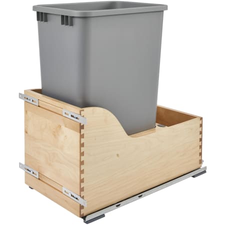 Rev-A-Shelf Wood Classics 12"W Single Pull Out Bump to Open 50 Qt / 12.5 Gallon Trash Can System with Soft Close Slides and Bump to Open Technology Maple / Metallic Silver