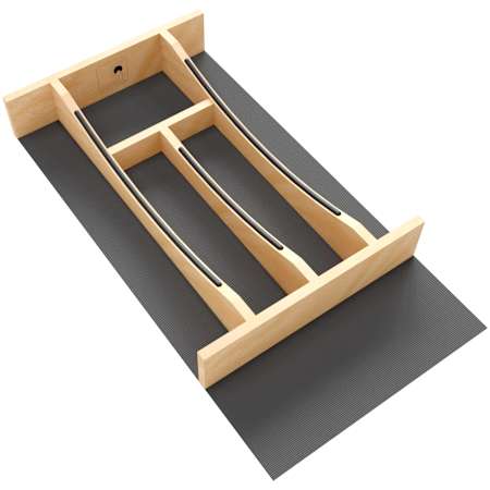 Rev-A-Shelf Craftsman 10-1/4" Wide X 19-1/2" Deep Designer Solid Maple 6 Compartment Drop In Cutlery Silverware Drawer Organizer Insert with Removable Mat Maple / Black