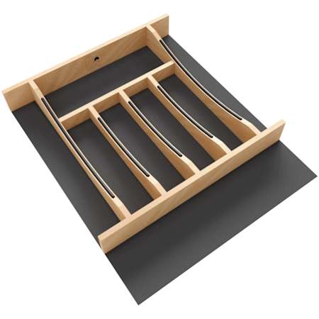 Rev-A-Shelf Craftsman 16-1/4" Wide X 19-1/2" Deep Designer Solid Maple 8 Compartment Drop In Cutlery Silverware Drawer Organizer Insert with Removable Mat Maple / Black