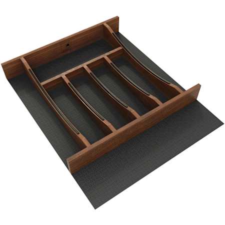 Rev-A-Shelf Craftsman 14-1/4" to 16-1/4" Adjustable Cutlery Organizer Drawer Insert with 8 Compartments and Removable Non-Slip Mat Walnut / Black