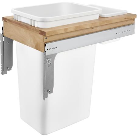 Rev-A-Shelf Wood Classics 13-1/2"W Top Mount Pull Out Single 50 Qt / 12.5 Gallon Slide Out Trash Can System for Full Height Cabinets Maple / White