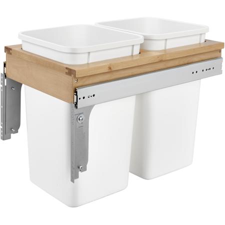 Rev-A-Shelf Wood Classics 13-1/2"W Top Mount Pull Out Double 27 Qt / 6.75 Gallon Trash Can System Maple / White