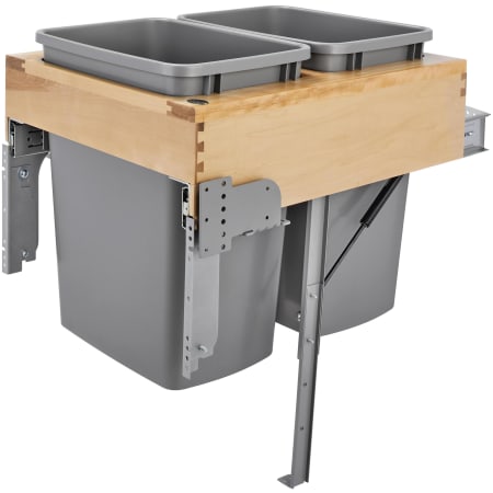 Rev-A-Shelf Wood Classics 18-1/2"W Top Mount Pull Out Double 35 Qt / 8.75 Gallon Trash Can System with Soft Open and Close Maple / Silver