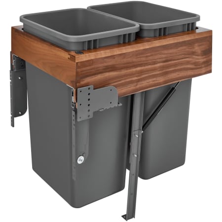 Rev-A-Shelf Wood Classics 18-1/3"W Top Mount Pull Out Double 50 Qt / 12.5 Gallon Trash Can System with Soft Open and Close Walnut / Orion Gray