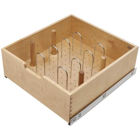 Rev-A-Shelf Wood Classics 19-5/16"W Pull Out Pilaster Peg Board Organizer Drawer with Soft Close Slides Maple