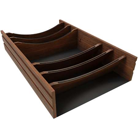 Rev-A-Shelf Craftsman 28-1/4 to 31-1/4" Adjustable Cutlery Organizer Drawer Insert with 7 Compartments and Removable Non-Slip Mat Walnut / Black