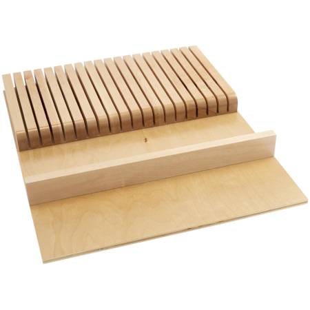 Rev-A-Shelf Wood Classics 18-1/2"W Trim to Fit Knife Block Kitchen Drawer Organizer Insert Maple