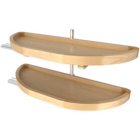 Rev-A-Shelf Wood Classics 2 Tier 32" Half Moon Pull Out Pivot & Slide Lazy Susan for Blind Corner Cabinets Maple