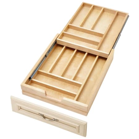 Rev-A-Shelf Wood Classics 18" Base Cabinet Two Tier Cutlery Utensil Full Replacement Drawer Organizer System with Soft Close Maple