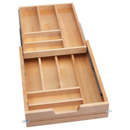 Rev-A-Shelf Wood Classics 16-1/2"W Base Cabinet Two Tier Kitchen Silverware / Cutlery Organizer Full Replacement Drawer System with Soft Close Maple