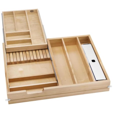 Rev-A-Shelf Wood Classics 28-1/2"W Base Cabinet Two Layer Kitchen Silverware / Utensil Organizer Full Replacement Drawer System with Soft Close Maple