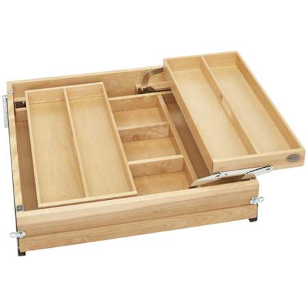 Rev-A-Shelf Wood Classics 21"W Base Cabinet Replacement Two Tier MAXX Kitchen Drawer Organizer (No Slides) Maple