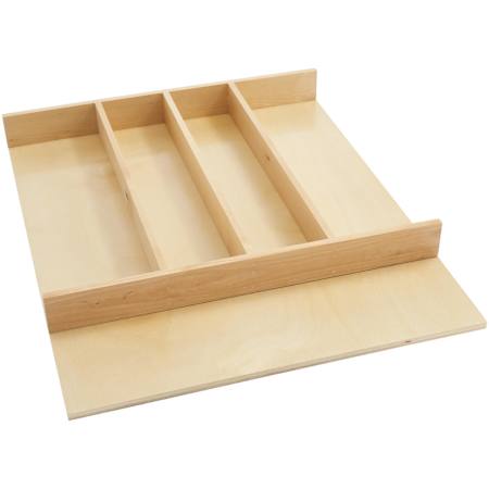 Rev-A-Shelf Wood Classics 18-1/2"W Trim to Fit Kitchen Silverware Utensil Organizer Insert for Shallow Drawers Maple