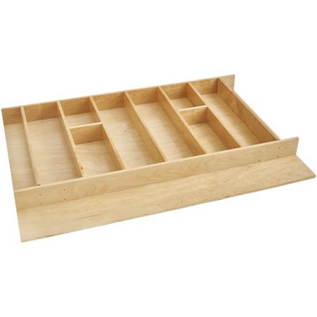 Rev-A-Shelf Wood Classics 33-1/8"W Trim to Fit Kitchen Silverware Utility Drawer Organizer Insert for Shallow Drawers Maple