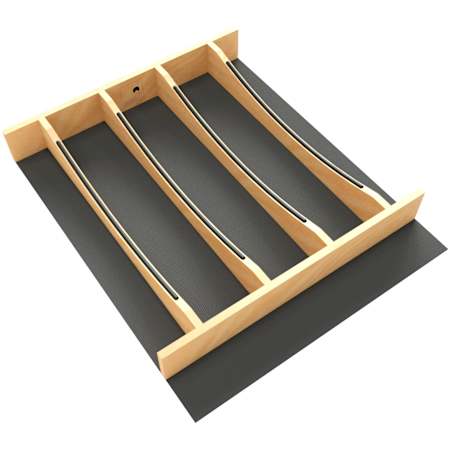 Rev-A-Shelf Craftsman 16-1/4" W X 19-1/2"D Designer Solid Maple 6 Compartment Drop In Utensil Organizer Drawer Insert with Removable Mat Maple / Black