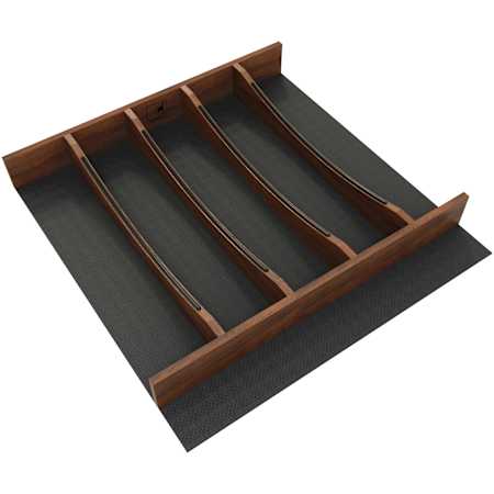 Rev-A-Shelf Craftsman 17-1/4" to 19-1/4" Adjustable Cutlery Organizer Drawer Insert with 7 Compartments and Removable Non-Slip Mat Walnut / Black