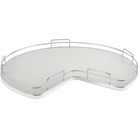 Rev-A-Shelf Contemporary Single 1 Shelf 32" Kidney Shaped Lazy Susan with Swivel Bearing Base and Wire Rim for Corner Base Cabinets Gray