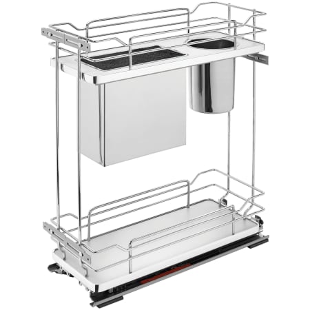 Rev-A-Shelf Contemporary 7-1/4"W Soft Close Two Tier Knife Block Pull Out Base Cabinet Organizer with Stainless Steel Utensil Bin Gray