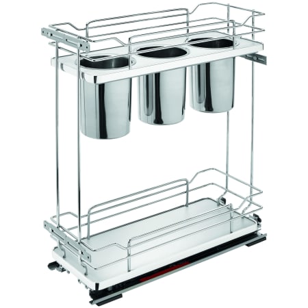Rev-A-Shelf Contemporary 7-1/4"W Soft Close Two Tier Pull Out Base Cabinet Utensil Organizer with 3 Stainless Steel Bins Gray