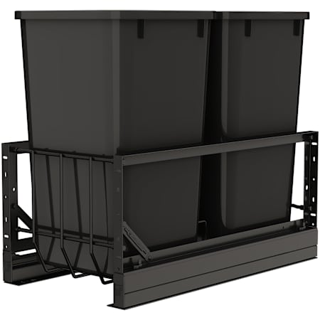 Rev-A-Shelf Contemporary 11-11/16" Wide 27 Quart Pull Out Trash Can System with Soft Close Slides and 2 Bins Black
