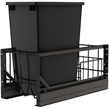 Rev-A-Shelf Contemporary 10-3/4" Wide 35 Quart Pull Out Trash Can System with Over-Travil Soft Close Slides and 1 Bin Black