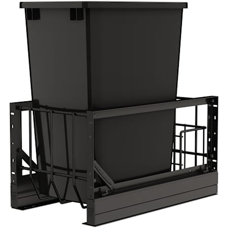 Rev-A-Shelf Contemporary 10-3/4" Wide 35 Quart Pull Out Trash Can System with Soft Close Slides and 1 Bin Black