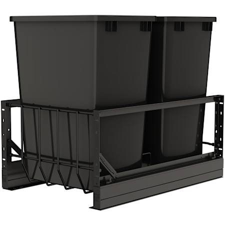 Rev-A-Shelf Contemporary 14-3/4" Wide 35 Quart Pull Out Trash Can System with Soft Close Slides and 2 Bins Black