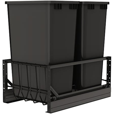 Rev-A-Shelf Contemporary 14-3/4" Wide 50 Quart Pull Out Trash Can System with Soft Close Slides and 2 Bins Black
